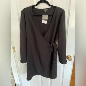 Topshop Black Wrap Mini Dress Size 10